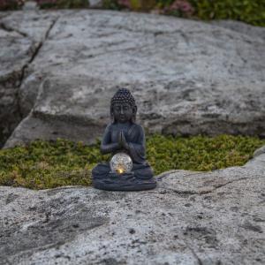 Star Trading Buddha Solcellsdekoration Grå 27cm