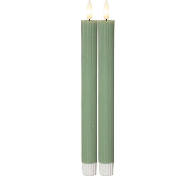 Star Trading Flamme Stripe Antikljus LED Grön 25cm 2-Pack at lavanille