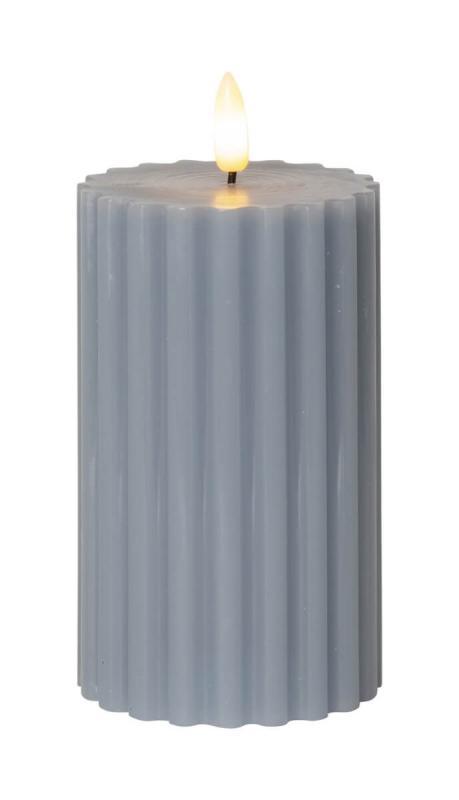 Blockljus LED Star Trading Flamme Stripe Blå 7,5x15cm at lavanille