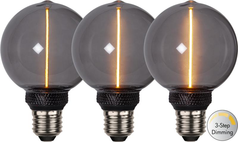 Star Trading LED-Lampa Glob E27 3-Stegs-Dimbar 2W(10W) Decoled Svart at lavanille