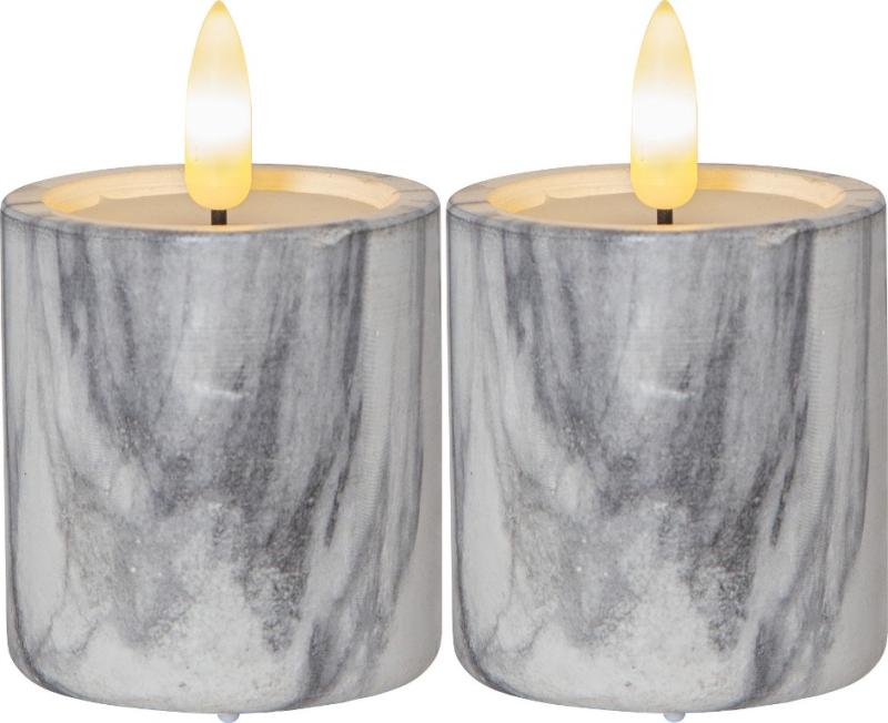 Star Trading Flamme Marble Blockljus LED 2-Pack 9cm at lavanille
