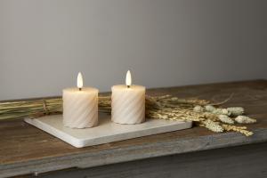 Star Trading Flamme Swirl Blockljus LED 2-Pack Beige 7,5cm