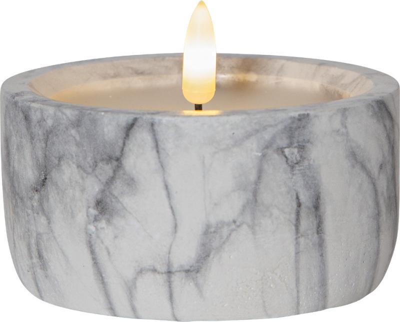 Blockljus LED Star Trading Flamme Marble Grå 10x7,5cm at lavanille
