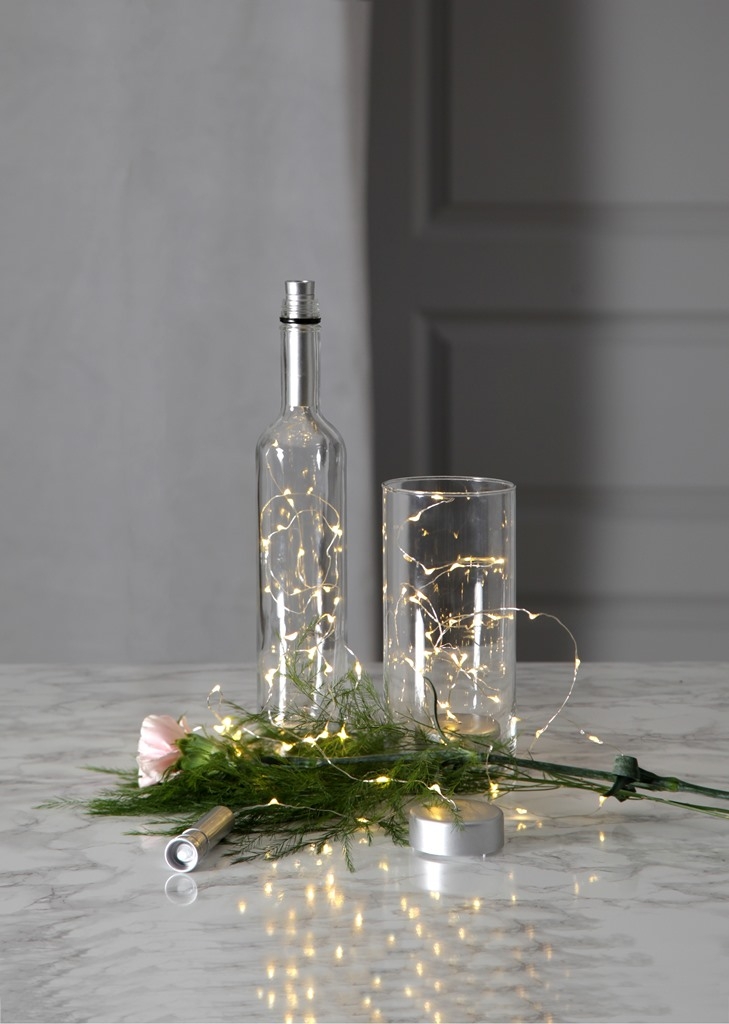 Star Trading Ljusslinga Batteridriven LED Dew Drop Silver 200cm