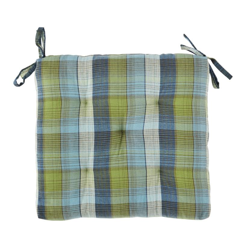 Stolsdyna Grön/Blå Madam Stoltz Rutig 45cm at lavanille