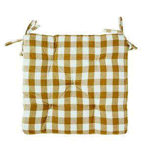 Sittdyna Senapsgul/Vit Rutig 45x45cm Madam Stoltz