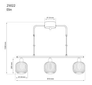 Taklampa Elin Brun/Svart 3L 81cm Aneta Lighting