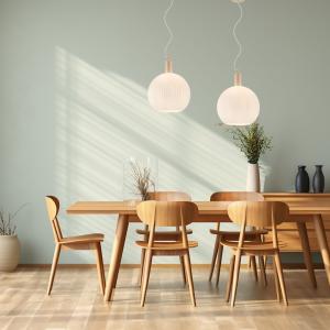 Taklampa Glas Lapponia Vit/Trä Ø35cm Aneta Lighting