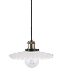 Taklampa Pendel Glas Vit Globen Lighting Cobbler 25cm