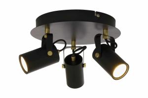 Takspotlight Svart/Mässing Rund 3L Aneta Lighting Cilindro