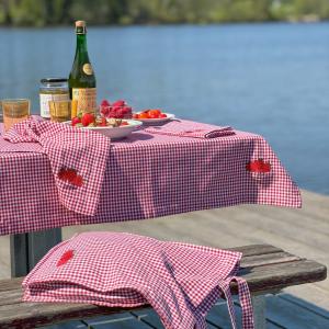 Tygpåse Mörkröd/Vit Kerstin Recycled by Wille