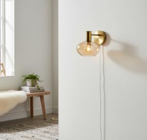 Vägglampa Glas Aneta Lighting Bell Mässing/Amber 20cm