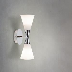 Vägglampa Glas Vit/Krom Dimbar Herstal Harlekin Duo 32cm