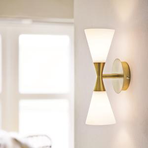 Vägglampa Glas Vit/Mässing Dimbar Herstal Harlekin Duo 32cm