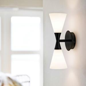 Vägglampa Glas Vit/Svart Dimbar Herstal Harlekin Duo 32cm