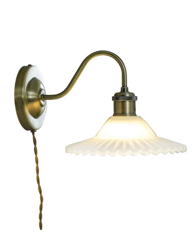 Vägglampa Glas Aneta Lighting Silvia Antikmässing/Vit 29cm at lavanille