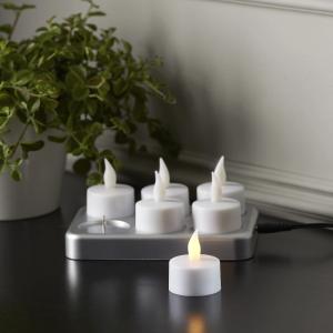 Värmeljus LED Star Trading Chargeme Vit 6-pack