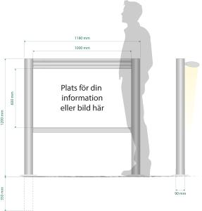 1180x1200mm - Informationsskylt 90R Belyst