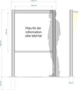 1180x1800mm - Informationsskylt 90R Belyst