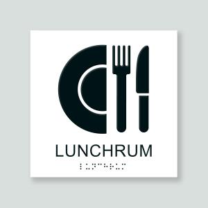 LUNCHRUM - Taktil skylt 180x180mm