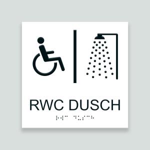 RWC DUSCH - Taktil skylt 150x150mm
