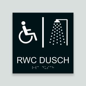 RWC DUSCH- Taktil skylt 180x180mm