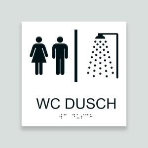 WC DUSCH - Taktil skylt 150x150mm
