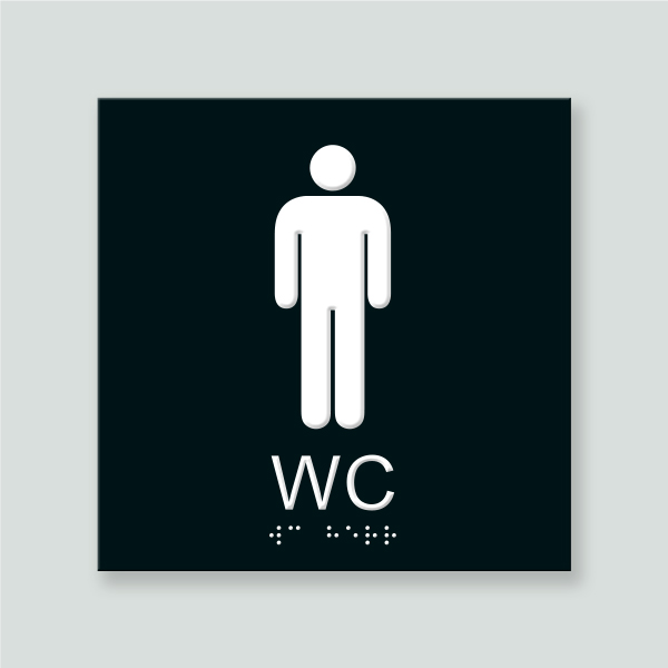 WC Herr - Taktil skylt 180x180mm