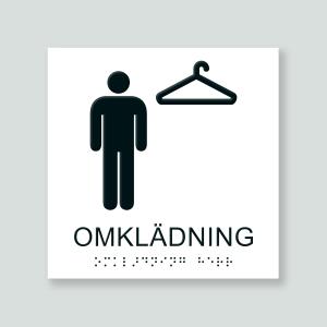 OMKLÄDNING HERR - Taktil skylt 180x180mm