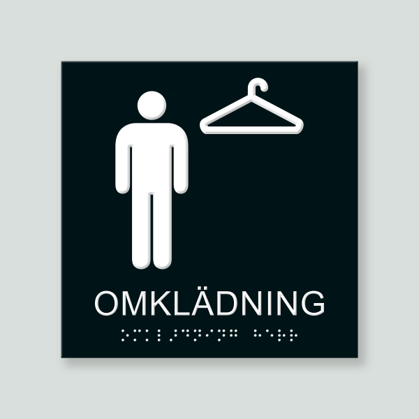 OMKLÄDNING HERR - Taktil skylt 180x180mm