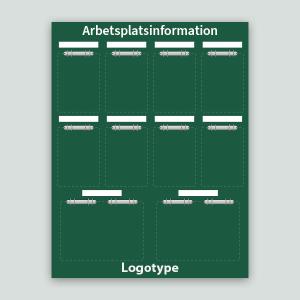 Arbetsplatsinformationstavla med whiteboardfunktion och anpassad bild för tydlig kommunikation och planering.