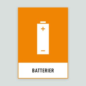 BATTERIER - Återvinningsdekal