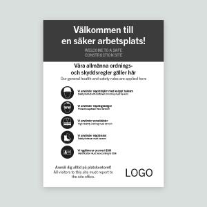Arbetsplatsskylt - Ordning och skyddsregler 650x900mm
