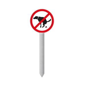 Hundbajsskylt, hundskylt rund 130x130mm med pinne i alu
