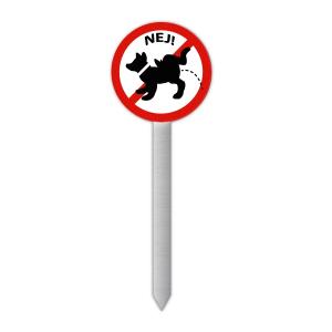 Hundkiss skylt, rund 130x130mm med pinne i alu