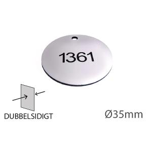 Nyckelbricka i plast, 35mm i diameter, dubbelsidig gravyr