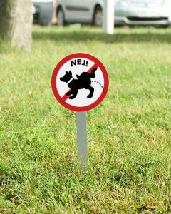 Hundkiss skylt, rund 130x130mm med pinne i alu