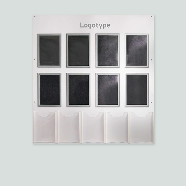 Informationstavla, 8 ramar + 5 fack, 1300x1220mm
