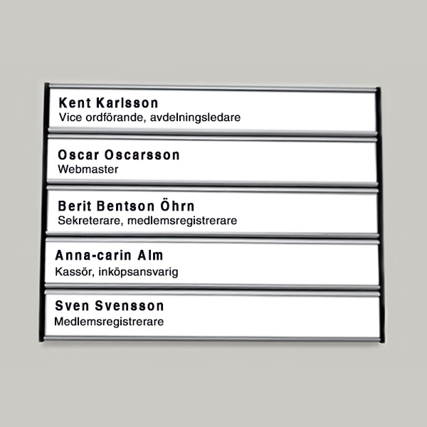 Namnskylt 5-paneler, 207x31+31+31+31+31mm