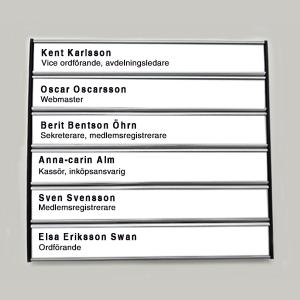 Namnskylt 6-paneler, 207x31+31+31+31+31+31mm