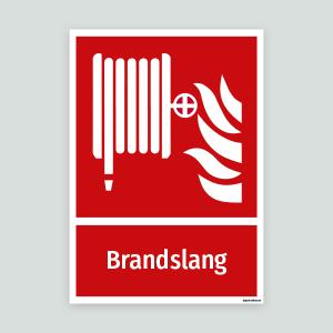 Brandslang - brandskylt med text