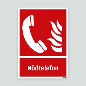 Nödtelefon - brandskylt med text