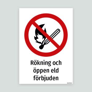 Rökning och öppen eld förbjuden - Förbudsdekal
