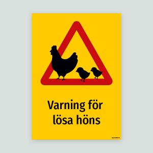 Varning för lösa höns - Varningsskylt