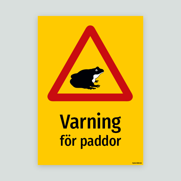 Varning för paddor - Varningsskylt