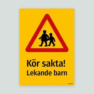 Kör sakta! Lekande barn - Varningsskylt (Liten ikon)