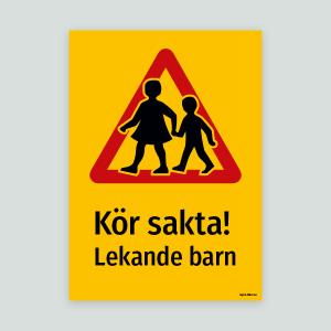 Kör sakta! Lekande barn - Varningsskylt (Stor ikon)