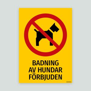 BADNING AV HUNDAR FÖRBJUDEN - Förbudsskylt