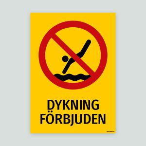 DYKNING FÖRBJUDEN - skylt