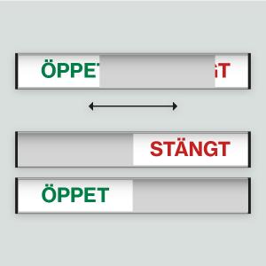 Öppet/Stängt - 207x31mm vit botten